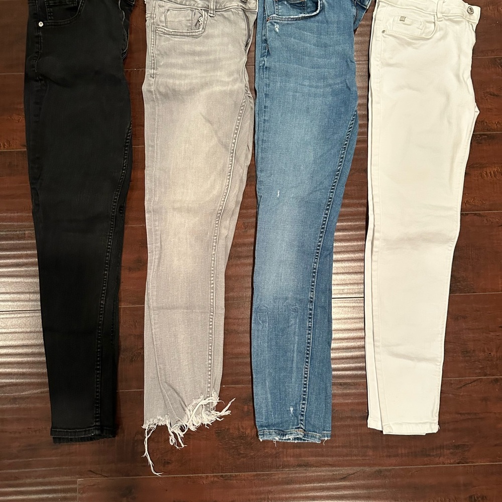 Zara Women's Skinny Jeans - Black, Gray, Blue, White